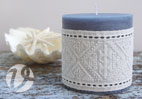 Sardinian Knotted Embroidery candle wrap by Yvette Stanton