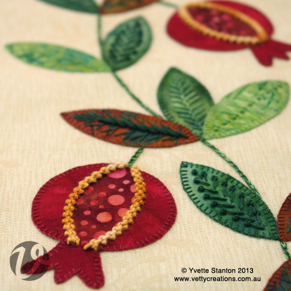 Pomegranate embroidery applique class