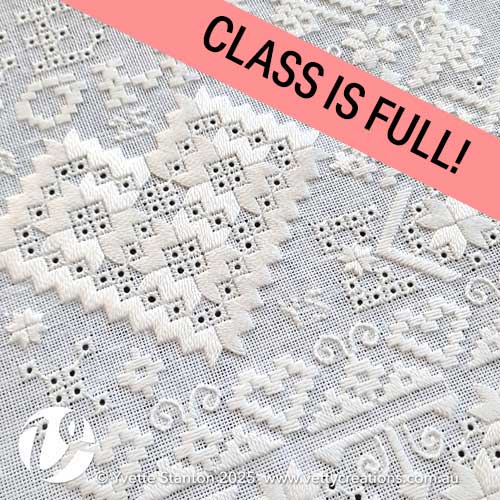 Dutch Heart Frisian Whitework sampler workshop with Yvette Stanton